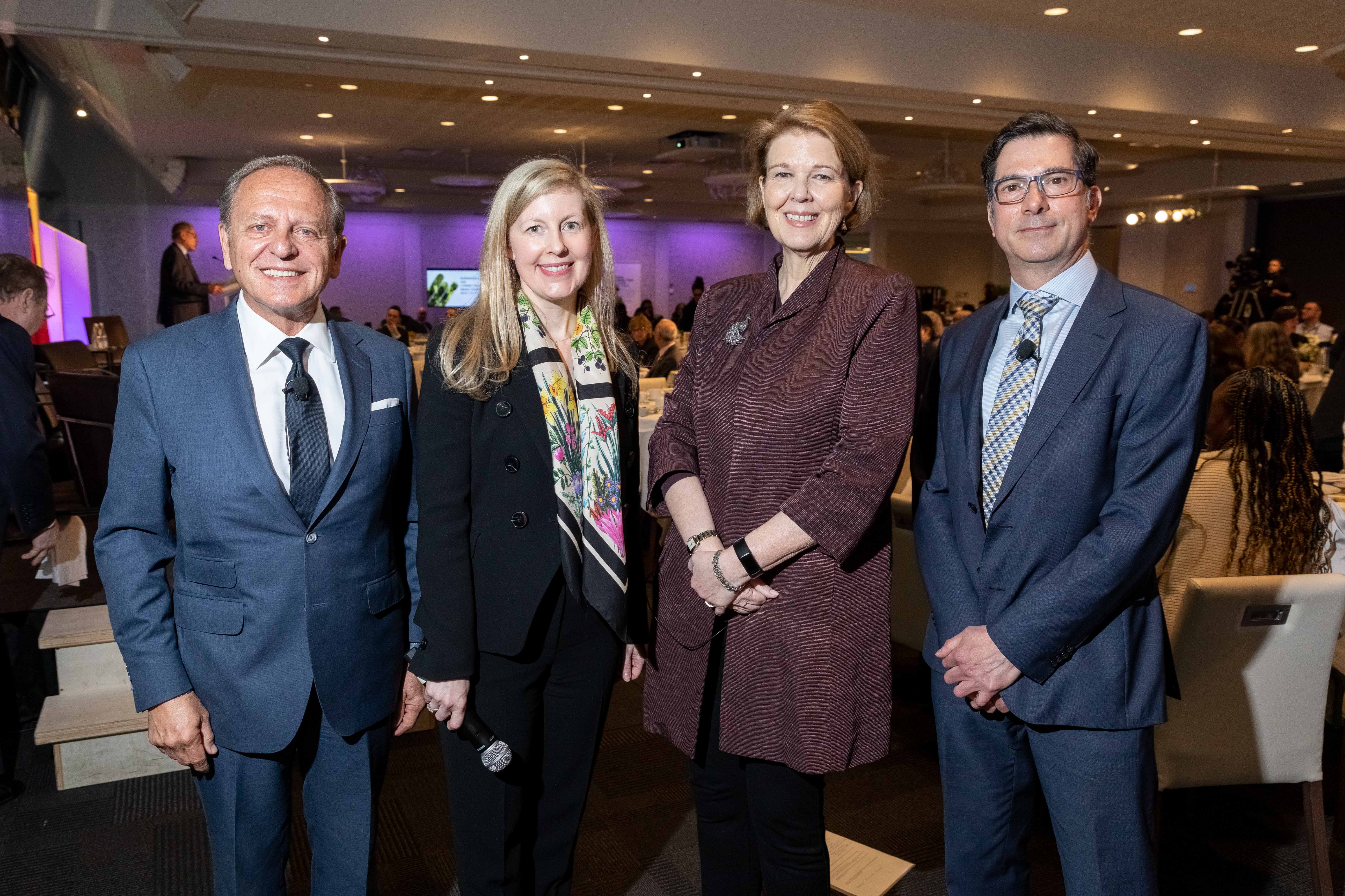LiUNA’s Joseph Mancinelli, Kim Vander Aerschot of PwC, Dr. Susan Black of the Conference Board of Canada and Dominic Cole-Morgan of Scotiabank pose for a photo at our 2022 Workforce Summit.