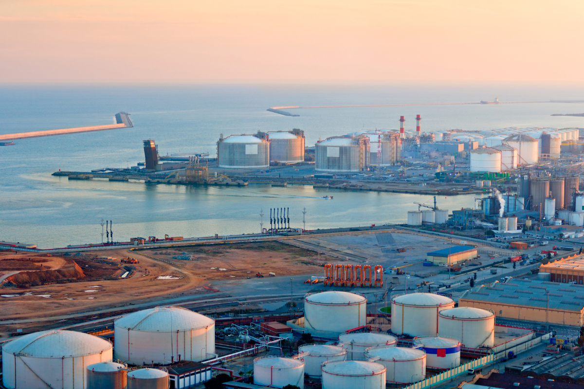 An aerial shot of the Port Lands in Toronto.