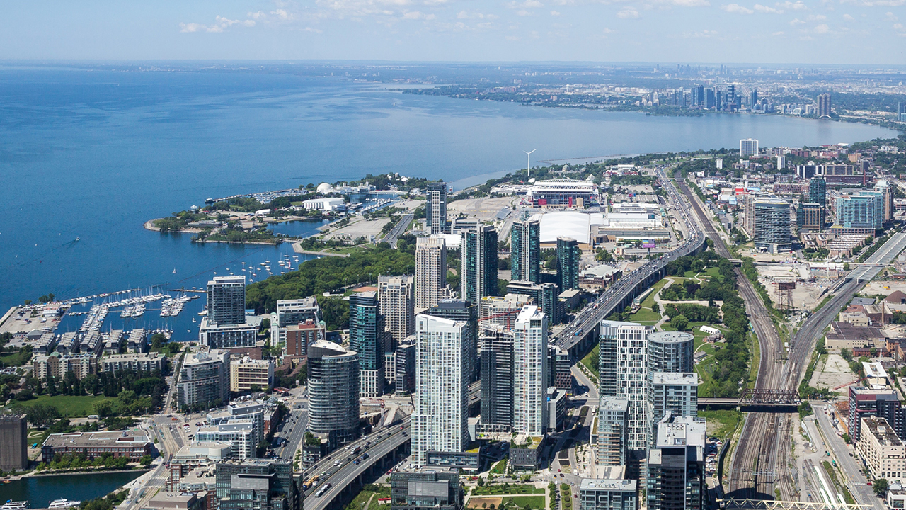 Aerial view to Toronto's west end