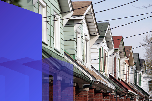 An aerial view of single-family housing in Toronto.
