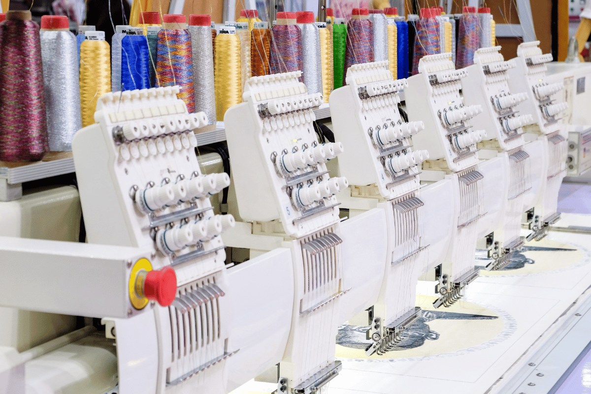 A row of industrial sergers 