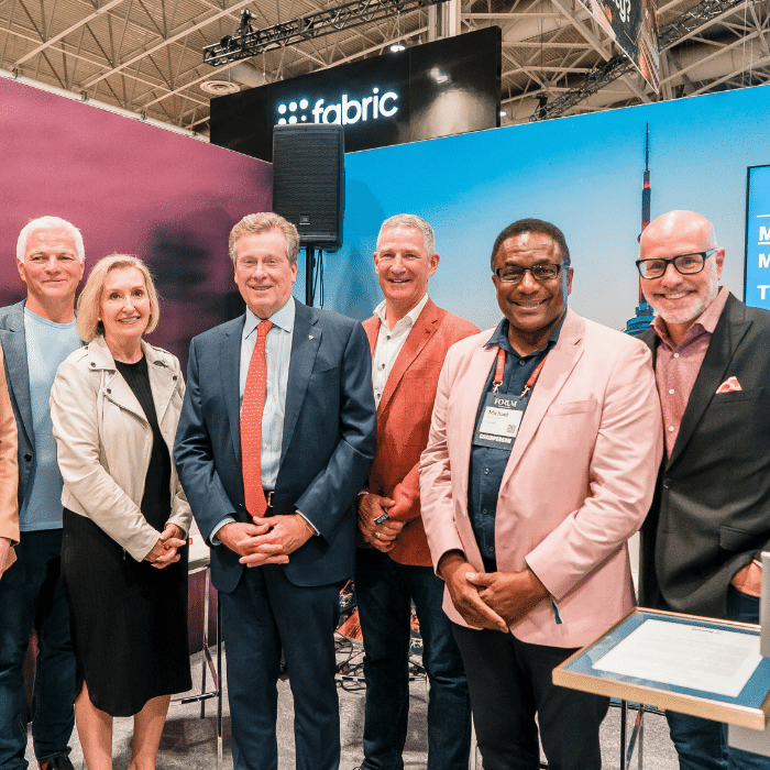 Jan De Silva, Leigh Smout, Mayor John Tory and other business leaders announce Toronto Inc