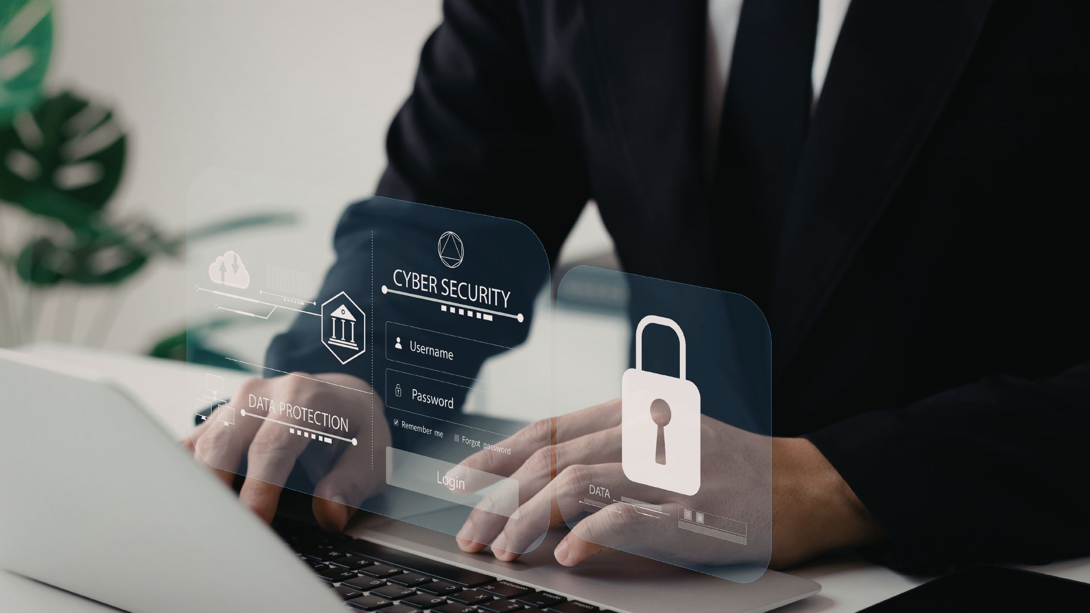 business people managing cybersecurity with AI