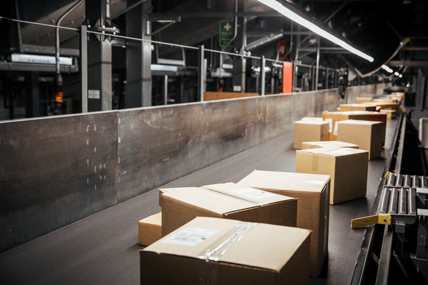 boxes on conveyer belt