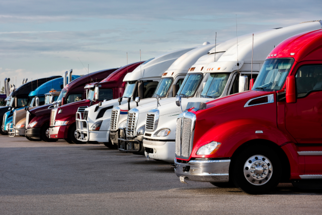 row of trucks