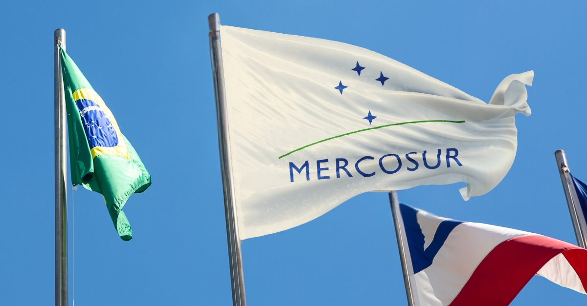 Close up of a globe centred on South America